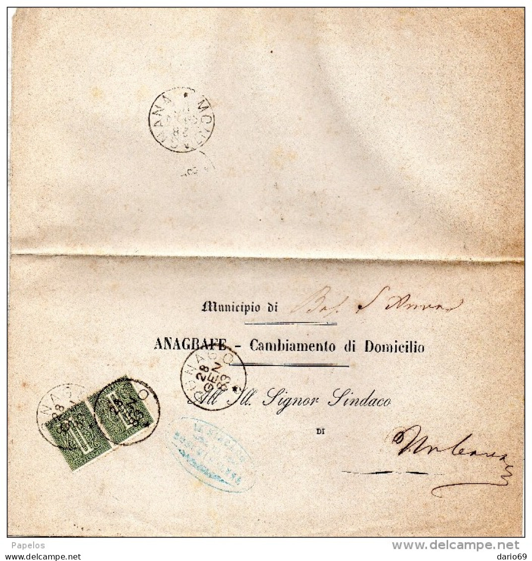 1883  LETTERA CON ANNULLO LEGNAGO VERONA - Marcophilie