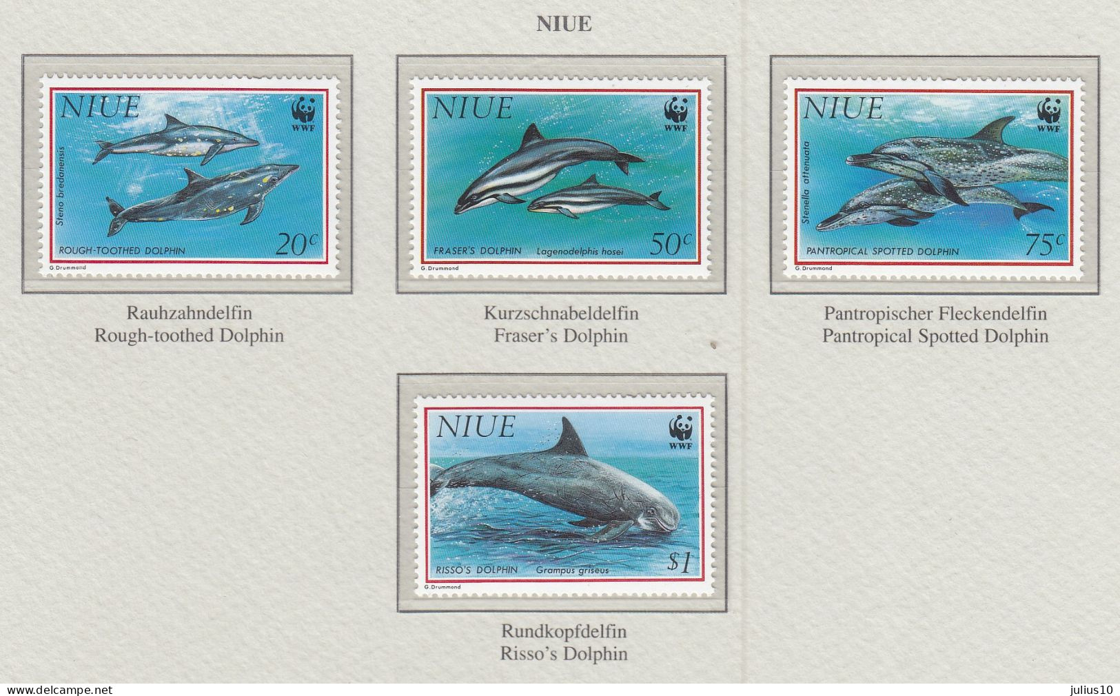 NIUE 1993 WWF Marine Life Dolphins Mi 822-825 MNH Fauna 820 - Delfine
