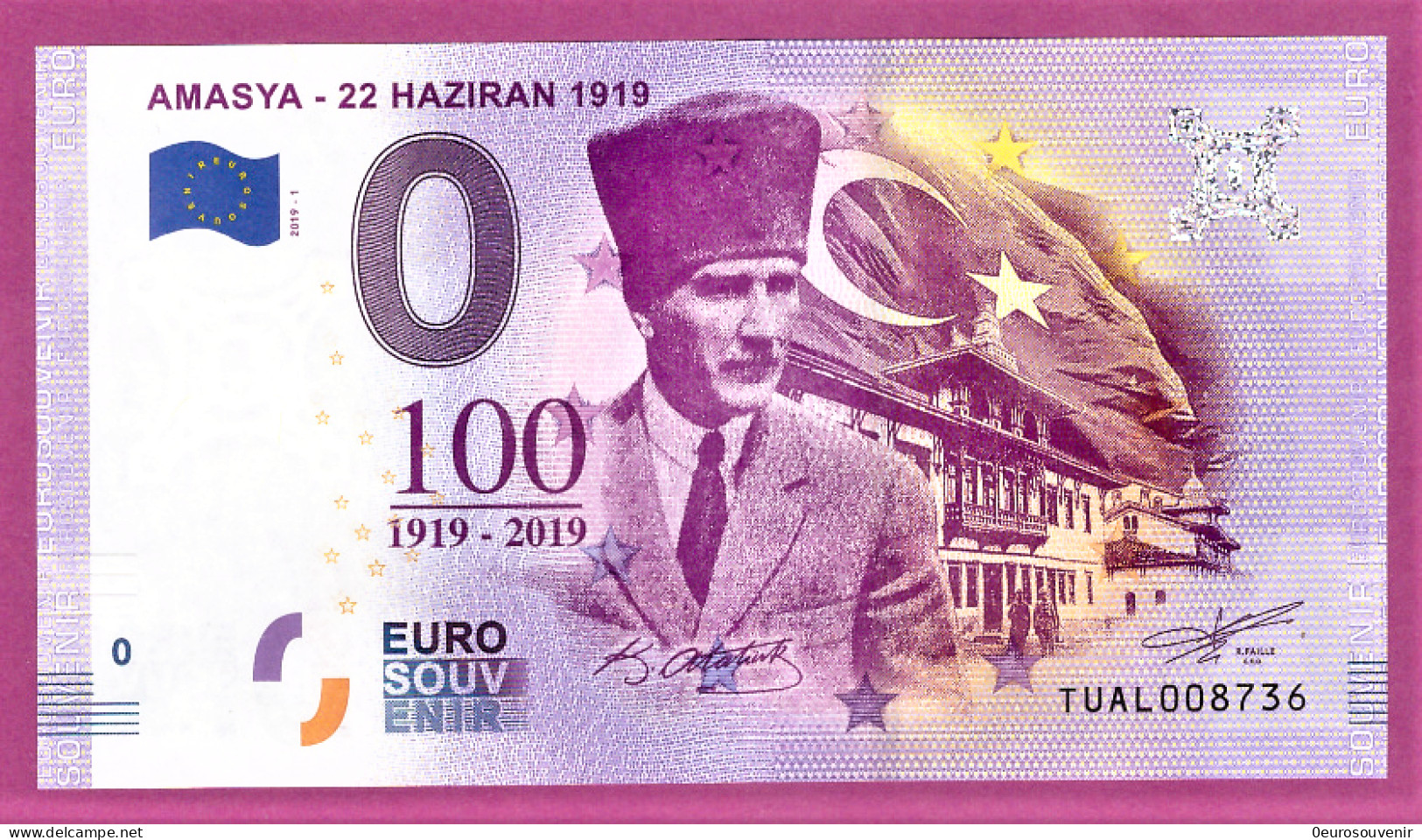 0-Euro TUAL 2019-1 AMASYA - 22 HAZIRAN 1919 - Essais Privés / Non-officiels