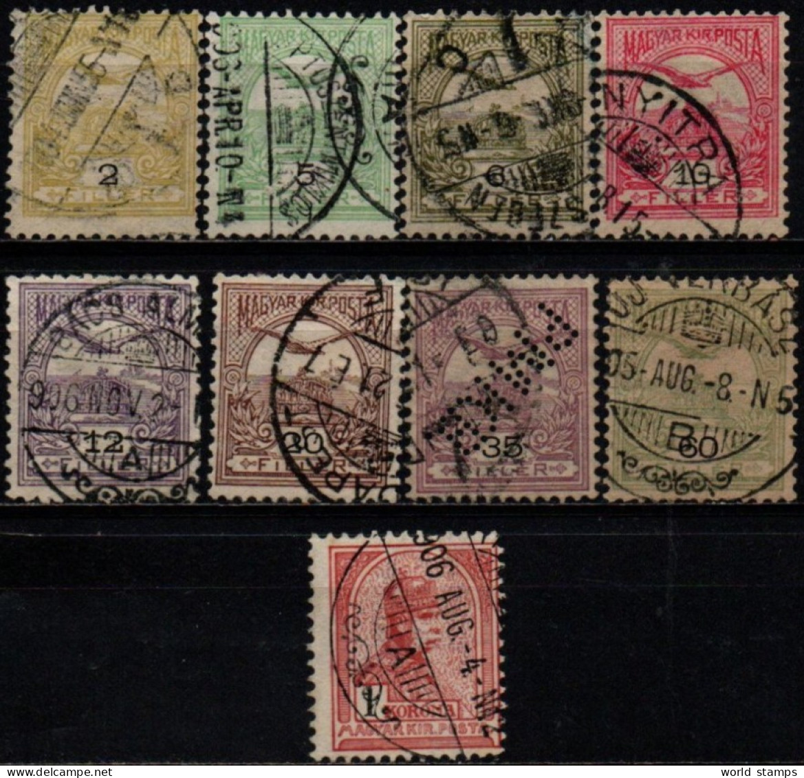 HONGRIE 1904-5 O DENT 12x11.5 - Gebruikt