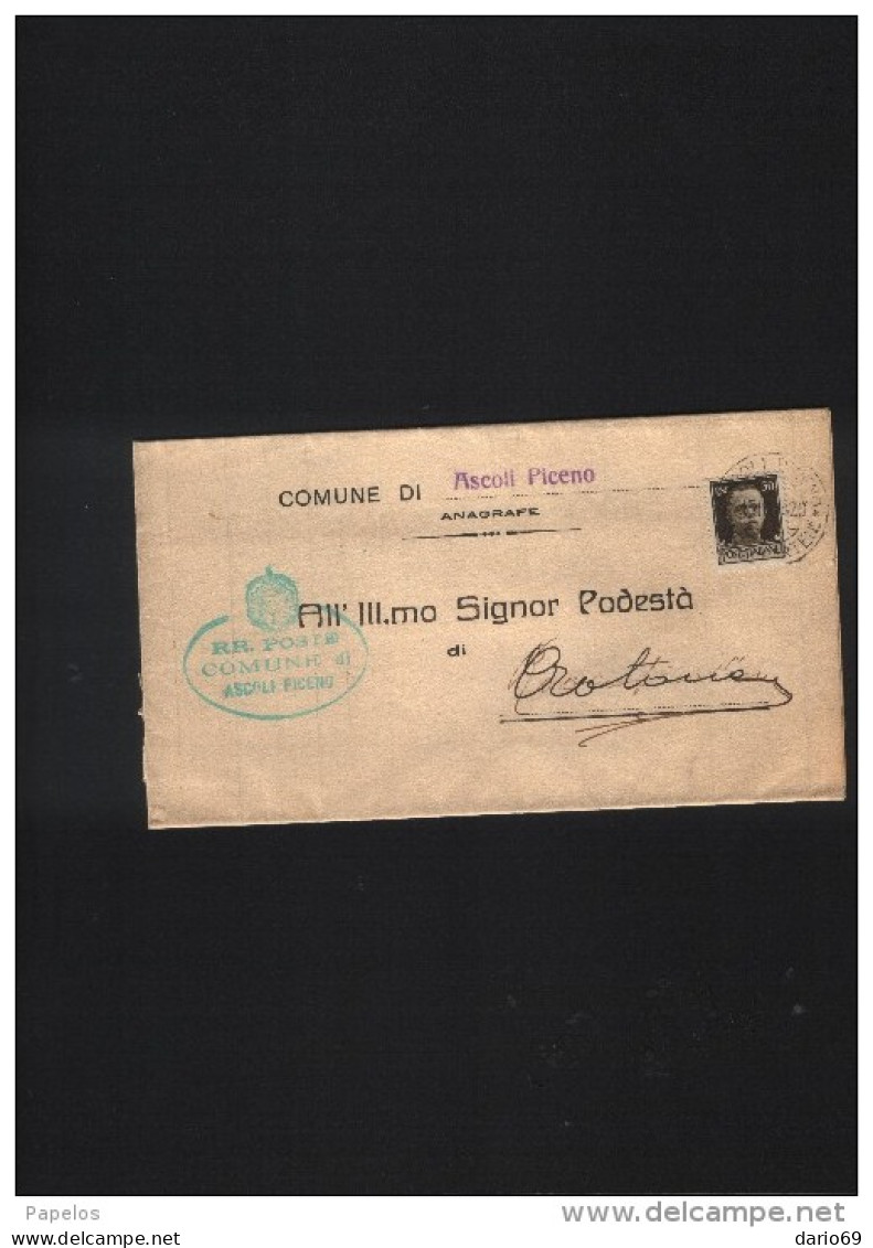 1920  LETTERA CON ANNULLO ASCOLI PICENO - Storia Postale