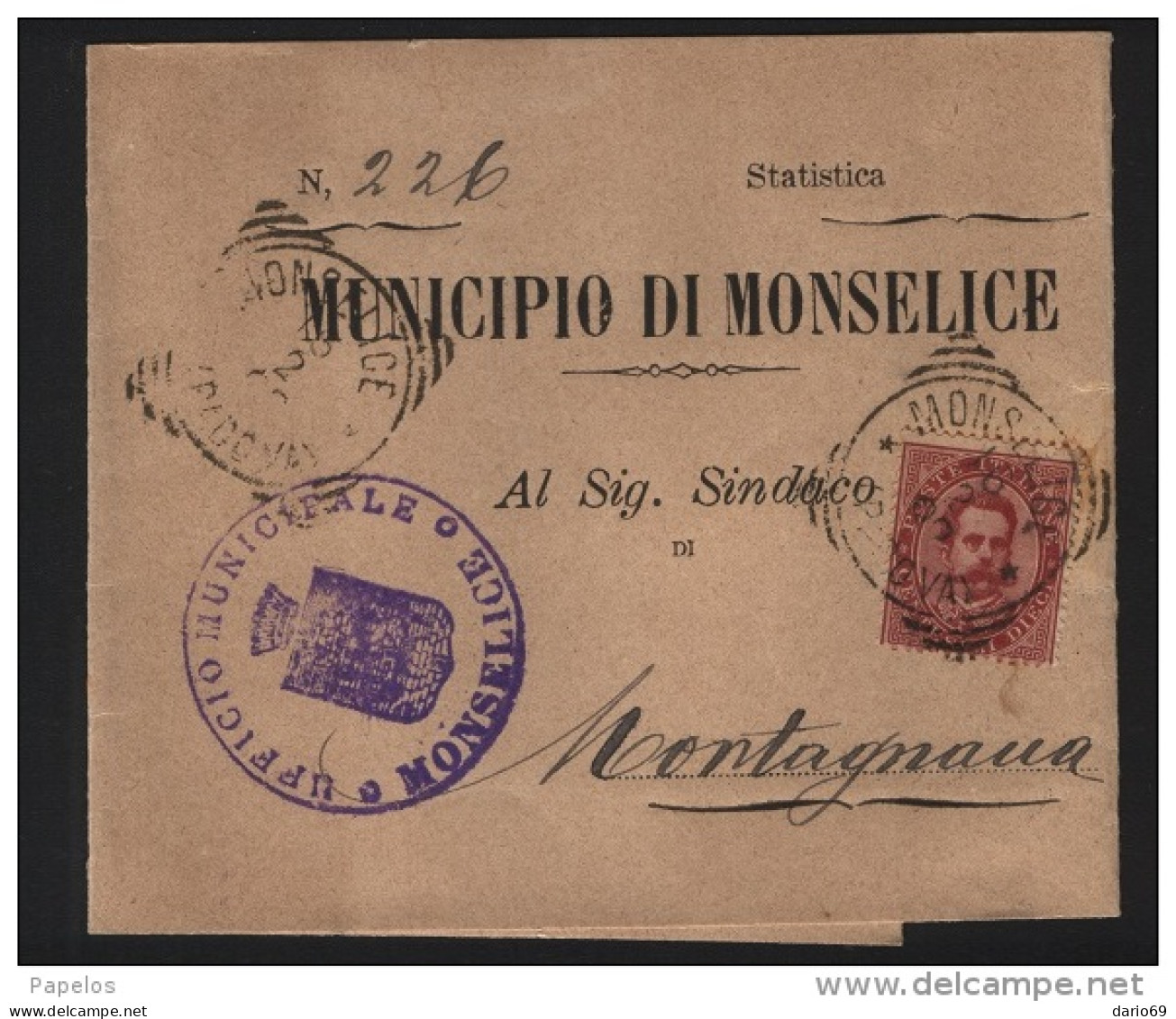 1892  CARTOLINA CON ANNULLO MONSELICE PADOVA - Storia Postale