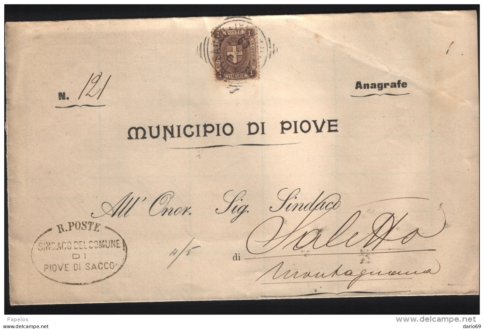 1899  LETTERA  CON ANNULLO PIOVE DI SACCO PADOVA - Marcophilie
