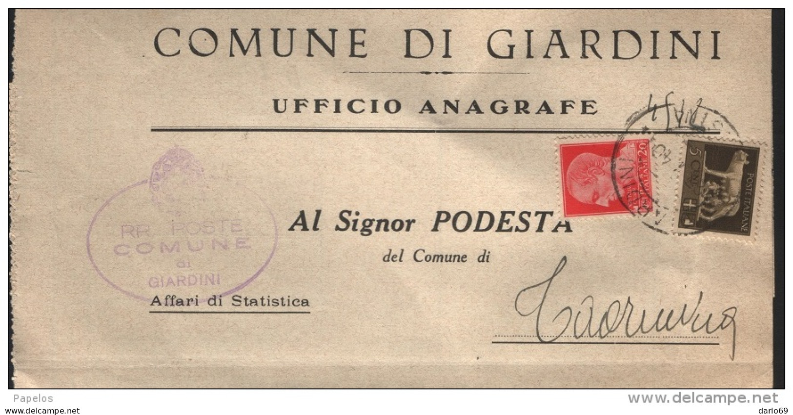 1940 LETTERA CON ANNULLO GIARDINI MESSINA - Marcofilie