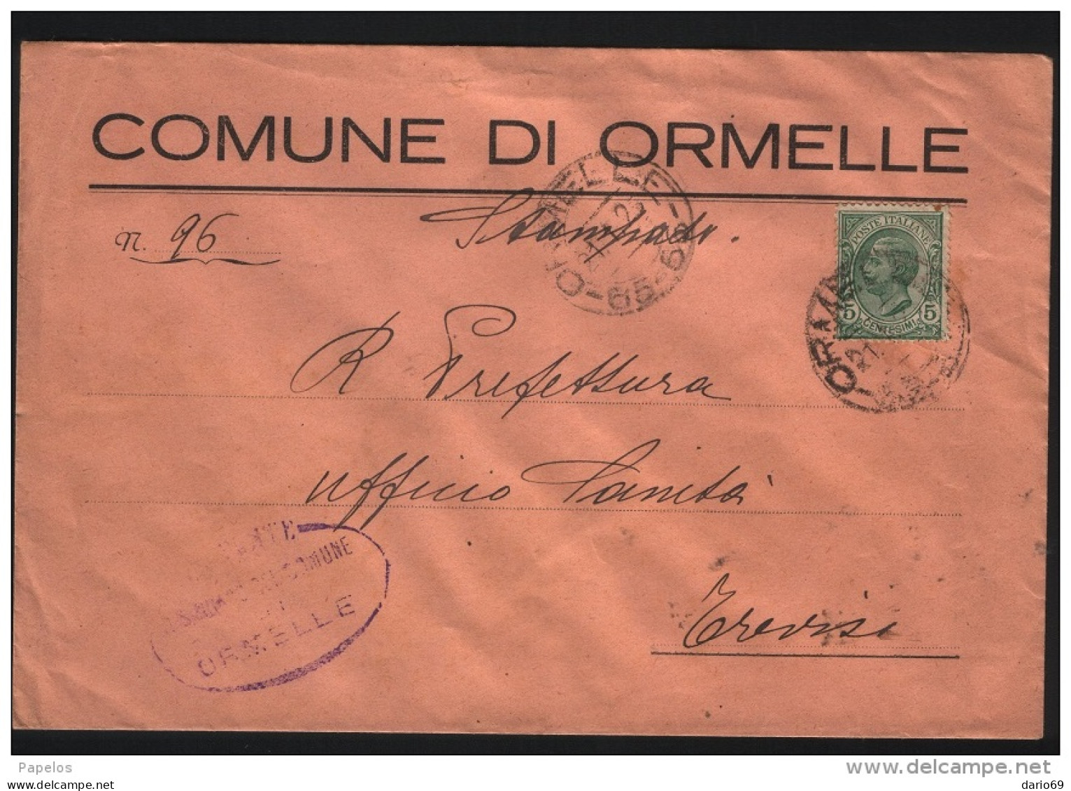 1925   LETTERA CON ANNULLO ORMELLE  TREVISO - Marcophilie