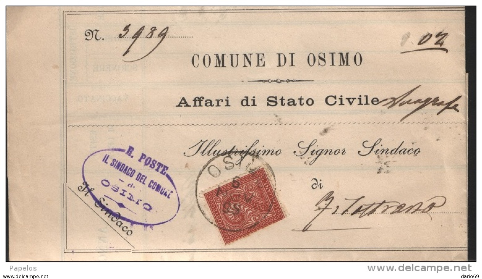 1899  LETTERA   CON ANNULLO OSIMO ANCONA - Poststempel