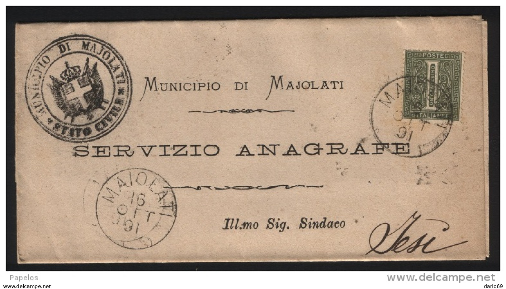 1891  LETTERA CON ANNULLO  MAIOLATI ANCONA - Poststempel