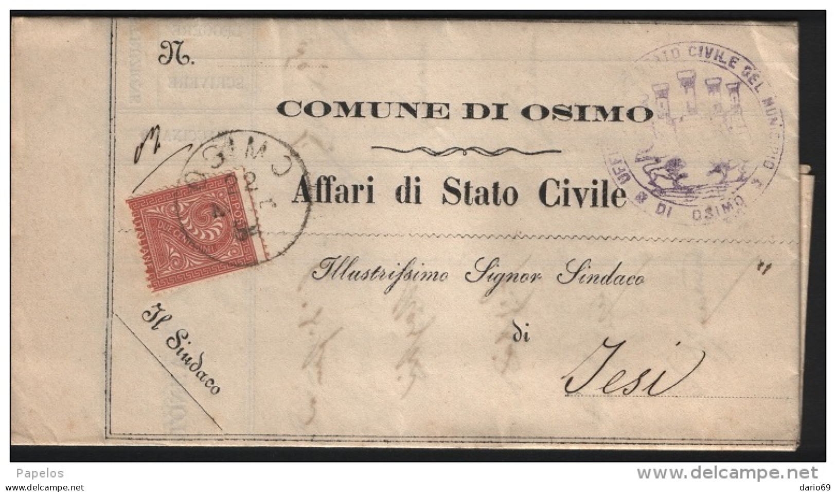 1884  LETTERA  CON ANNULLO OSIMO ANCONA - Marcofilie