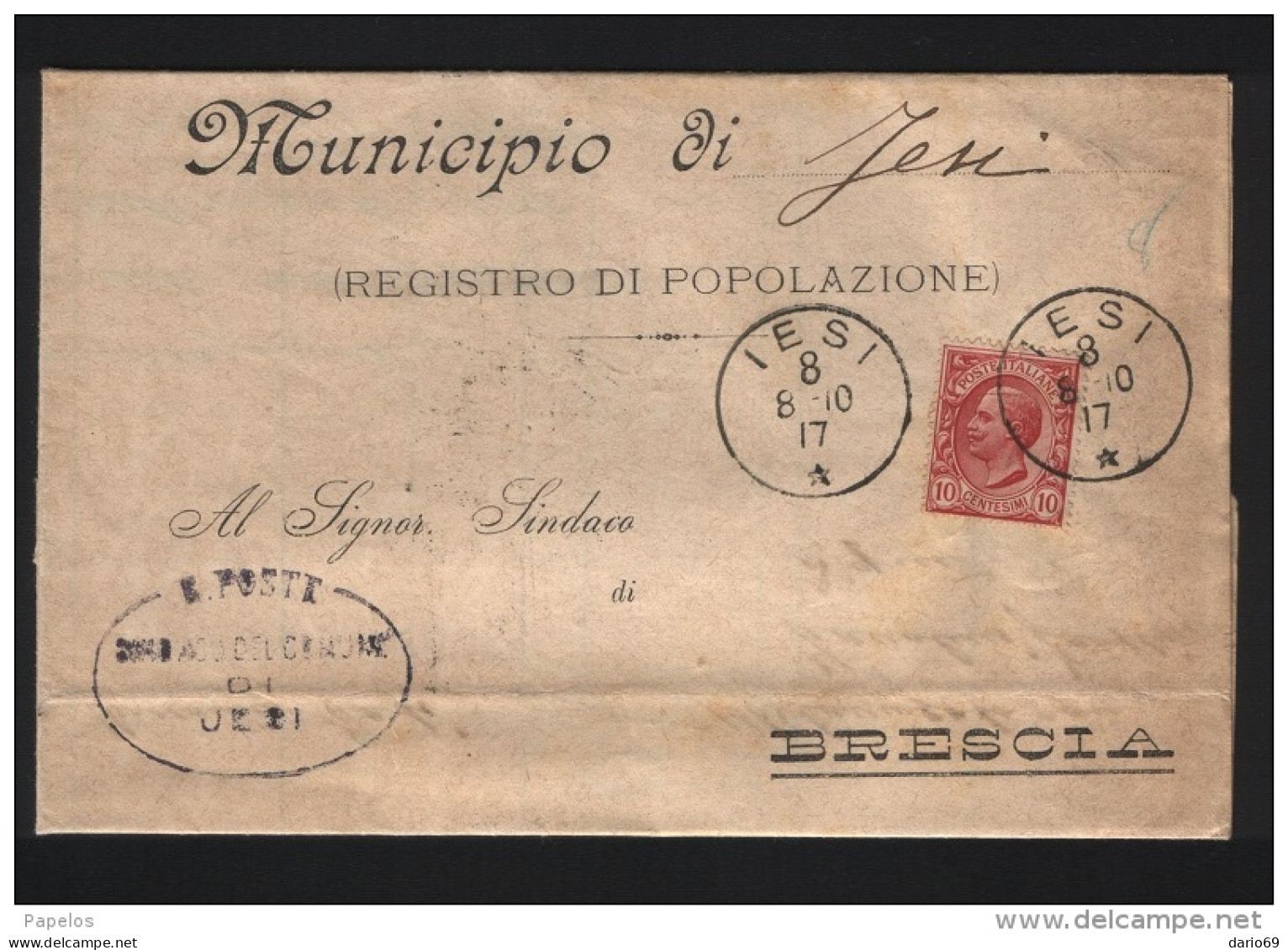 1910 LETTERA   CON ANNULLO IESI - Marcophilie