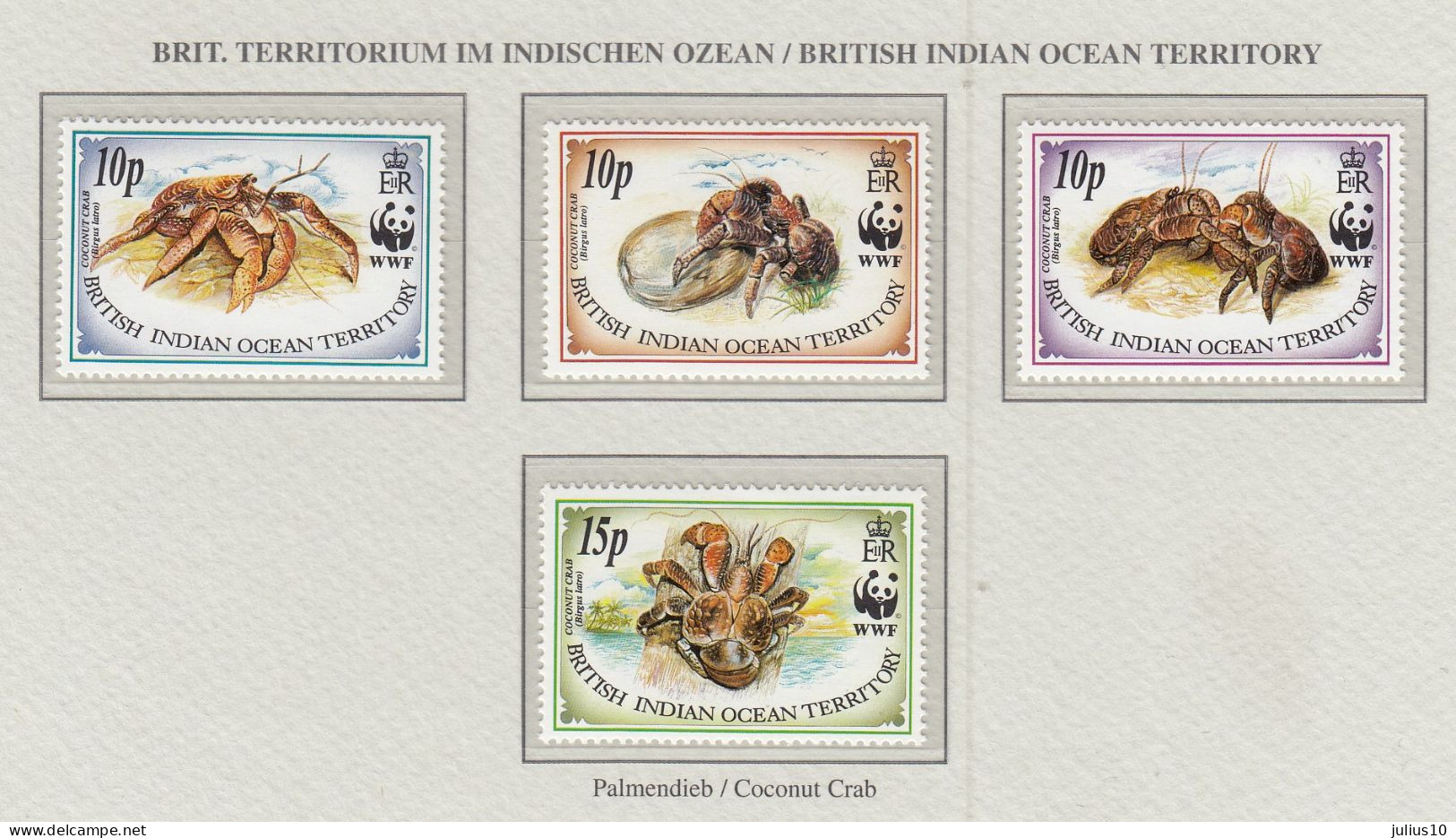 BIOT 1993 WWF Marine Life Crabs MNH(**) Mi 132-135 Fauna 821 - Maritiem Leven