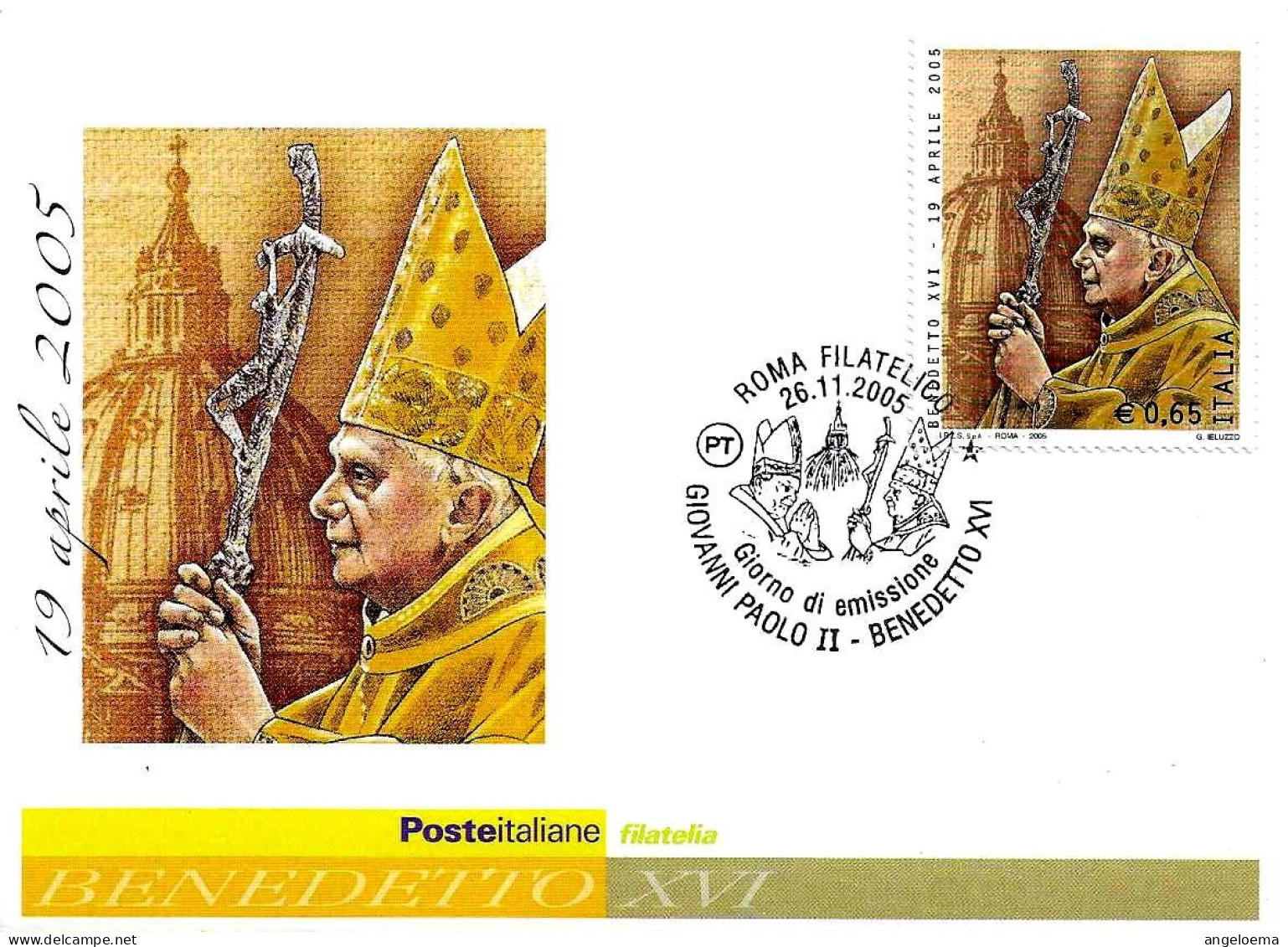 ITALIA ITALY - 2005 ROMA Pope Papst Papa BENEDETTO XVI E Papa GIOVANNI PAOLO II Annullo Fdc Su Cartolina PT - 2432 - Pausen