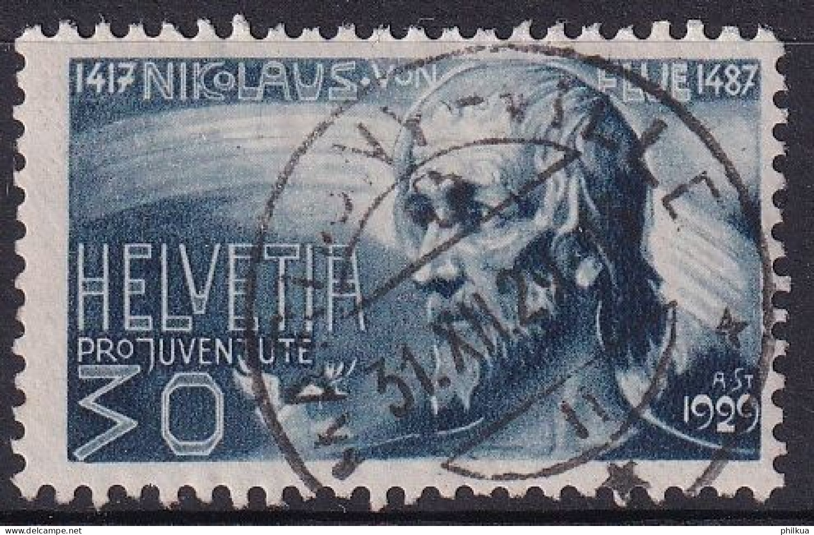 1929, 1. Dez. Pro Juventute Nikolaus Von Flüe (1417-1487), Einsiedler Zumst. 52 / MiNr. 238 Mit Stempel MARTIGNY-VILLE - Used Stamps