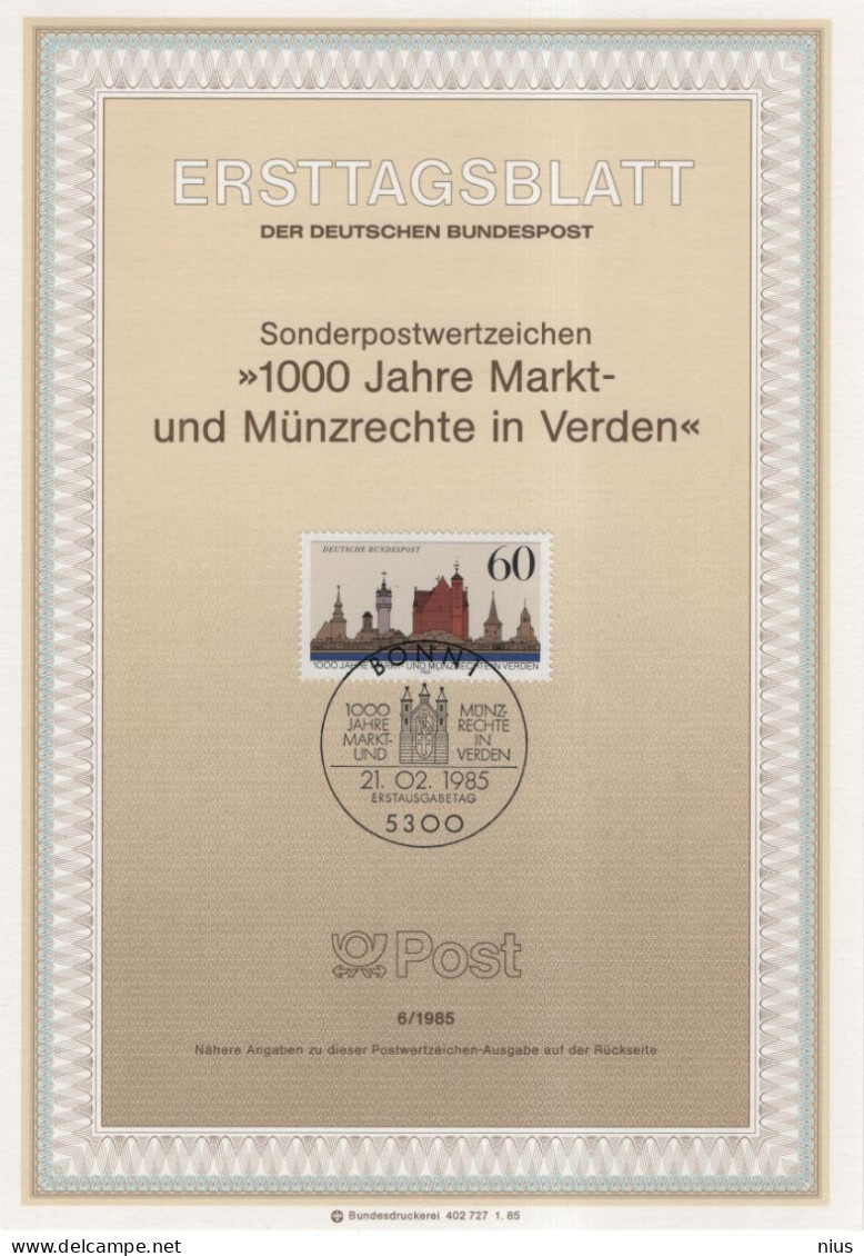 Germany Deutschland 1985-06 1000 Jahre Markt Und Munzrechte In Verden, Canceled In Bonn - 1981-1990
