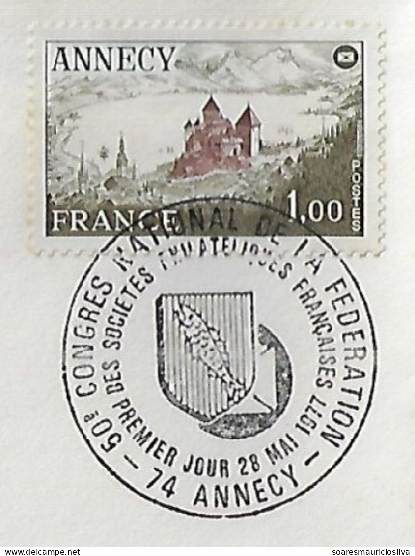 France 1977 Cover Commemorative Cancel 50th National Congress Federation Of French Philatelic Societies In Annecy Fish - Briefe U. Dokumente