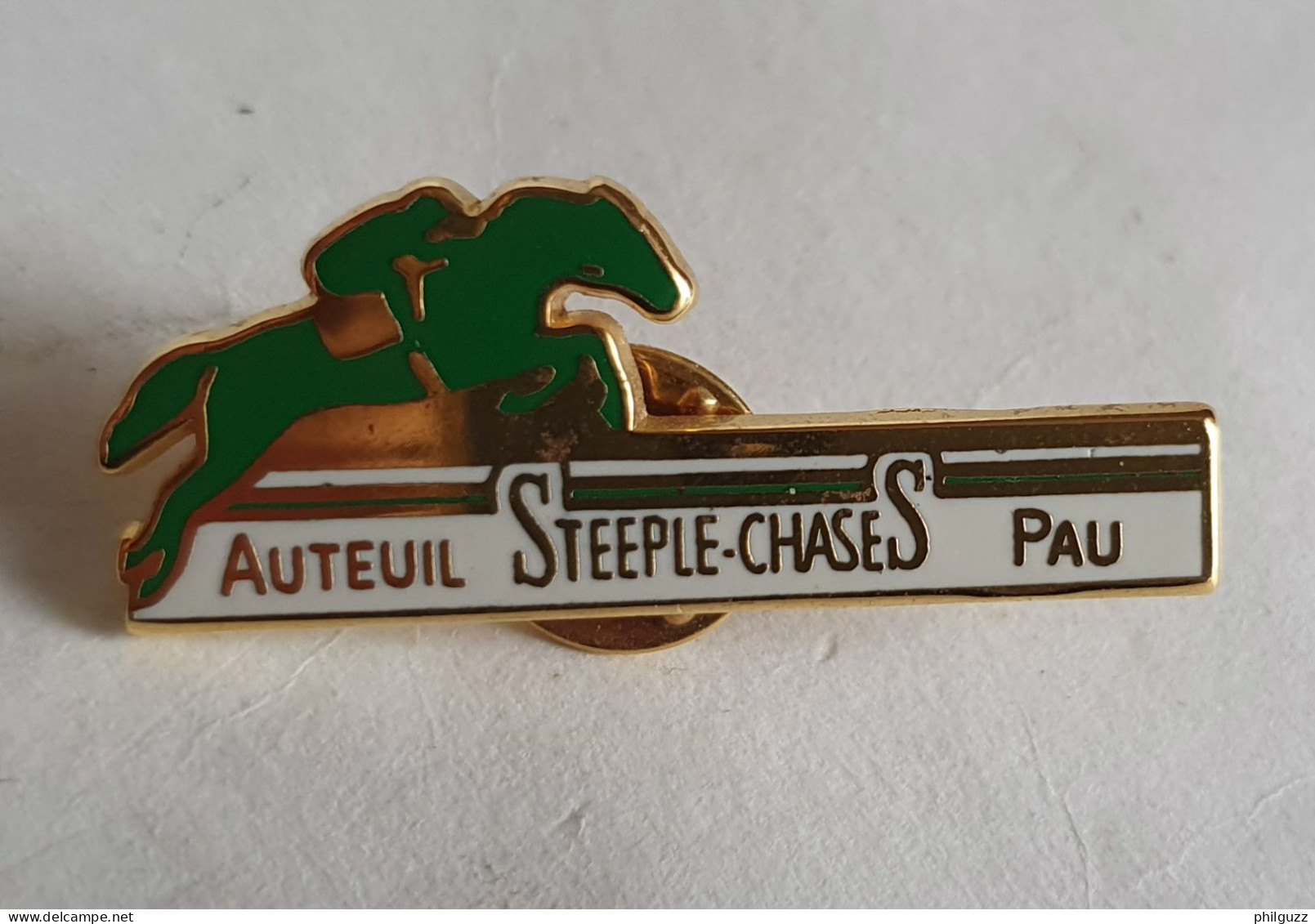 PIN'S COURSES HIPPIQUES CHEVAL AUTEUIL STEEPLE-CHASES PAU VERT - Sonstige & Ohne Zuordnung