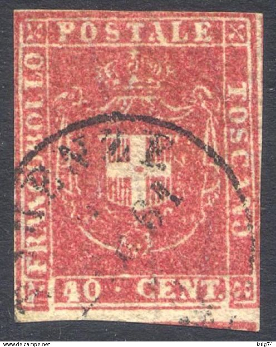 1860 GOVERNO PROVVISORIO 40 CENT. CARMINIO N.21 SPLENDIDO USATO - VERY FINE USED - Toscana