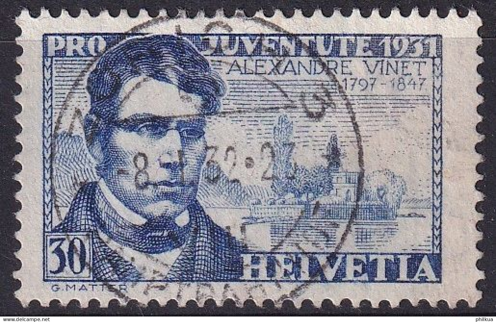 1931, 1. Dez. Pro Juventute Alexandre Vinet (1797-1847) Theologe Zumst. 60 / MiNr. 249 Mit Stempel ZÜRICH 3 HAUPTBAHNHOF - Used Stamps