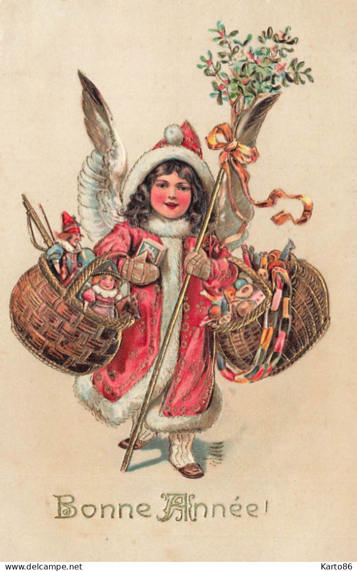 Enfant Santa Claus * CPA Illustrateur Gaufrée Embossed * Père Noël St Nicolas * Jeux Jouets * JOYEUX NOEL - Santa Claus