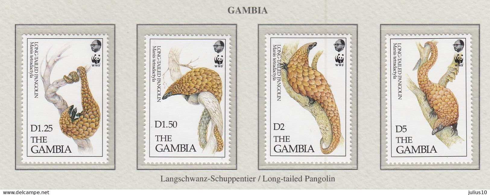 GAMBIA 1993 WWF Long-Tailed Pangolin Mi 1550-1553 MNH(**) Fauna 824 - Other & Unclassified