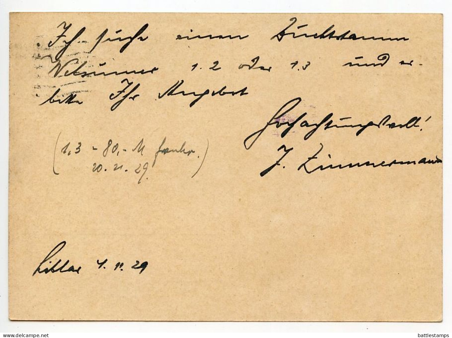 Germany 1929 Postcard; Köln (Cologne) - J. Zimmermann To Ostenfelde; 8pf. Friedrich Ebert - Cartas & Documentos