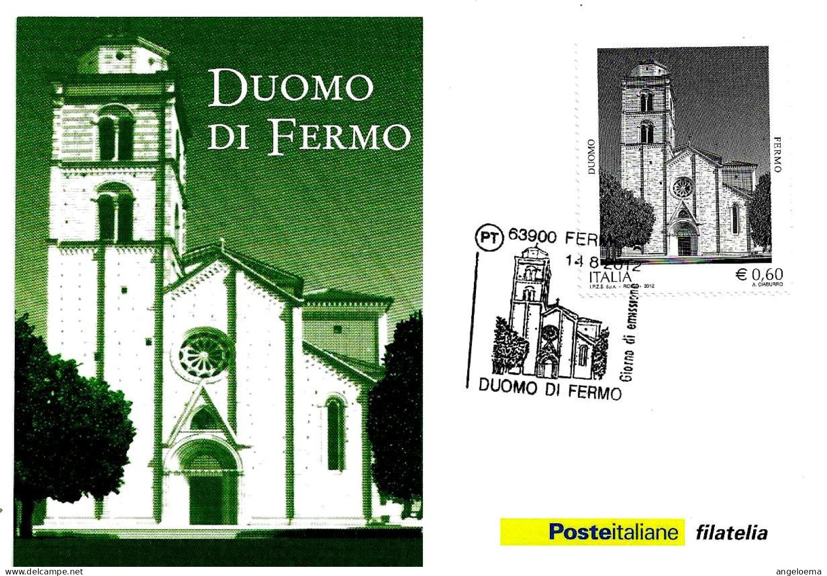 ITALIA ITALY - 2012 FERMO Duomo Annullo Fdc Su Cartolina Speciale PT - 187 - Kirchen U. Kathedralen