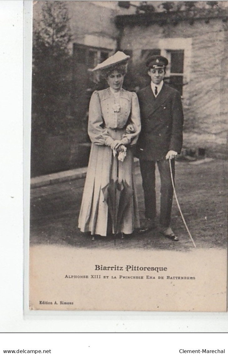 BIARRITZ - Biarritz Pittoresque - Alphonse XIII Et La Princesse Ena De Battenberg - état - Biarritz