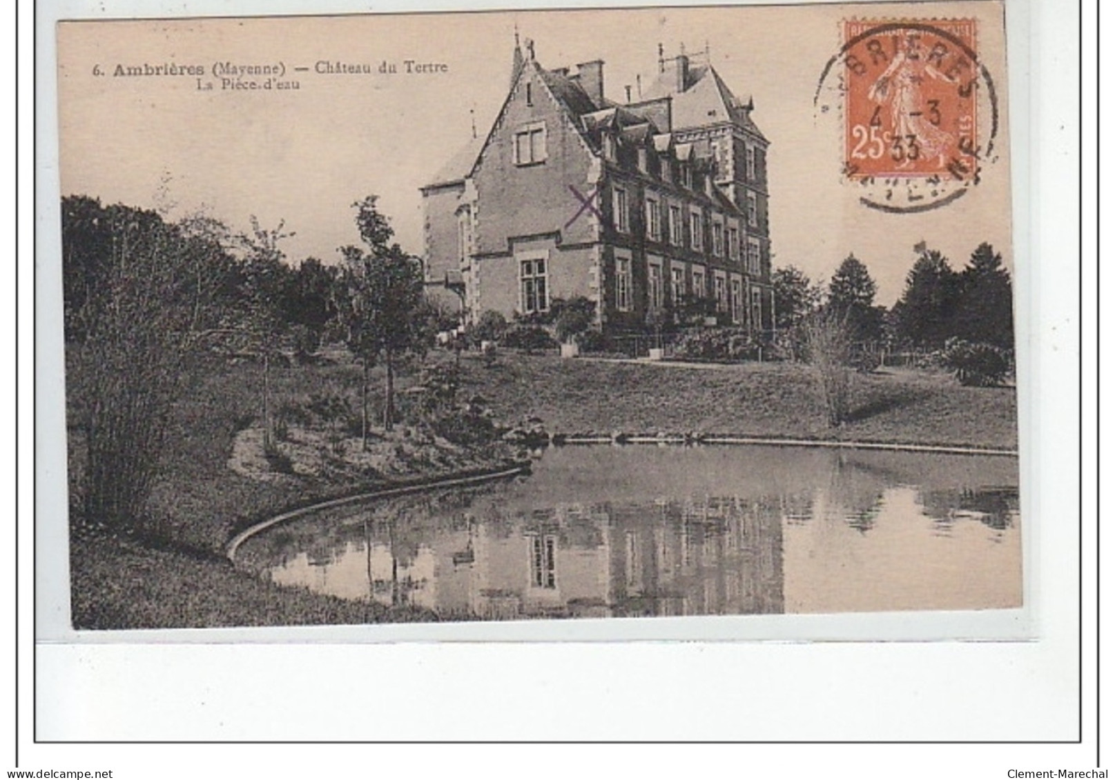 AMBRIERES - Château Du Tertre - La Pièce D'eau - Très Bon état - Ambrieres Les Vallees