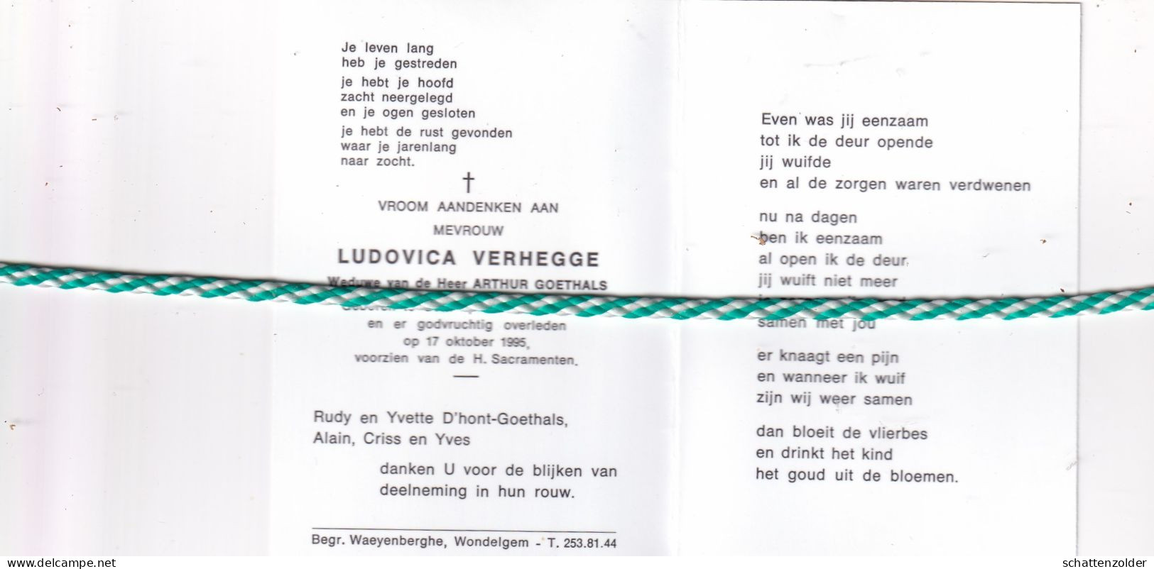 Ludovica Verhegge-Goethals, Gent 1913, 1995. Foto - Todesanzeige