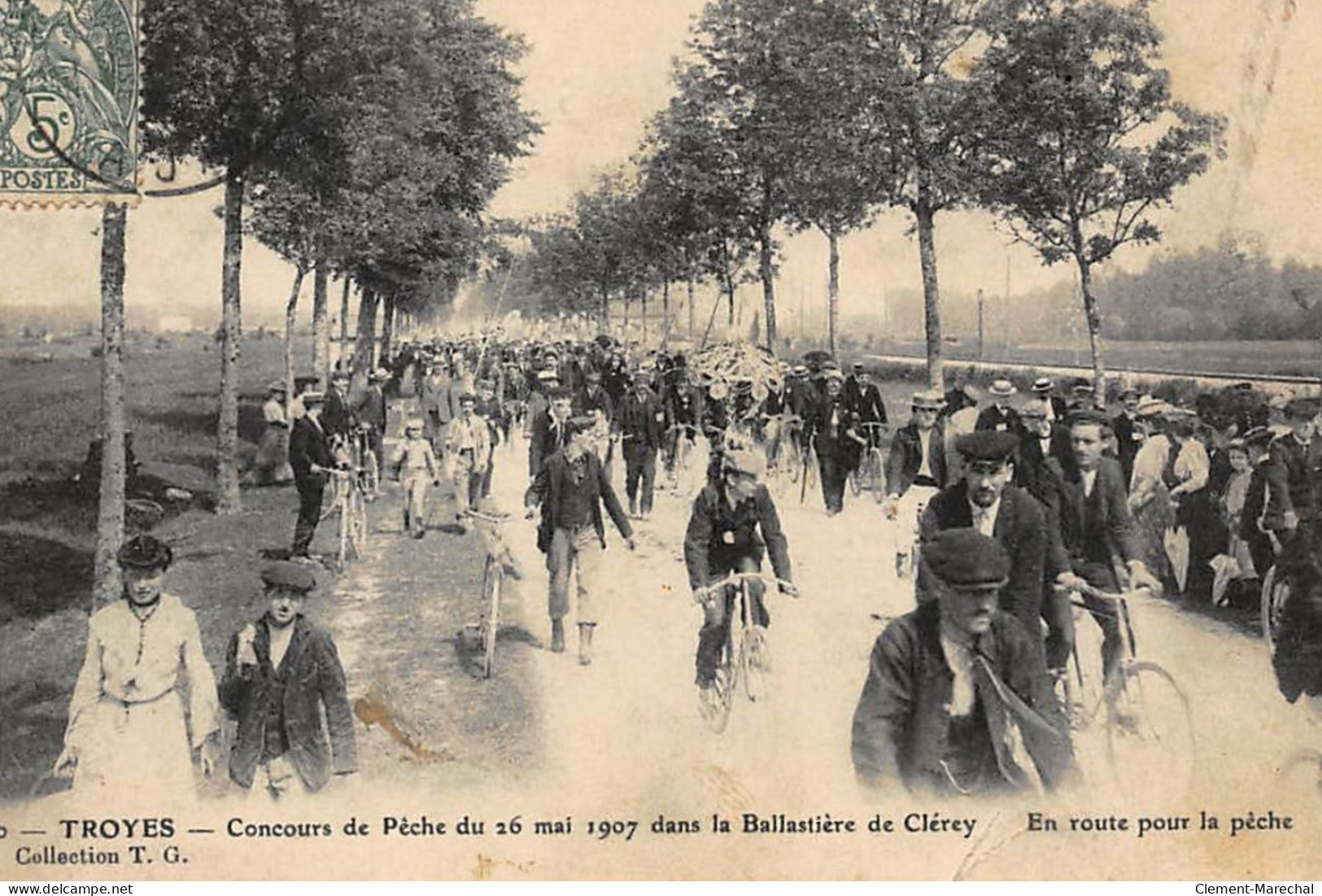 TROYES : Concours De Peche Du 26 Mai 1907 Dans La Ballastiere De Clérey En Route Pour La Peche - Tres Bon Etat - Troyes