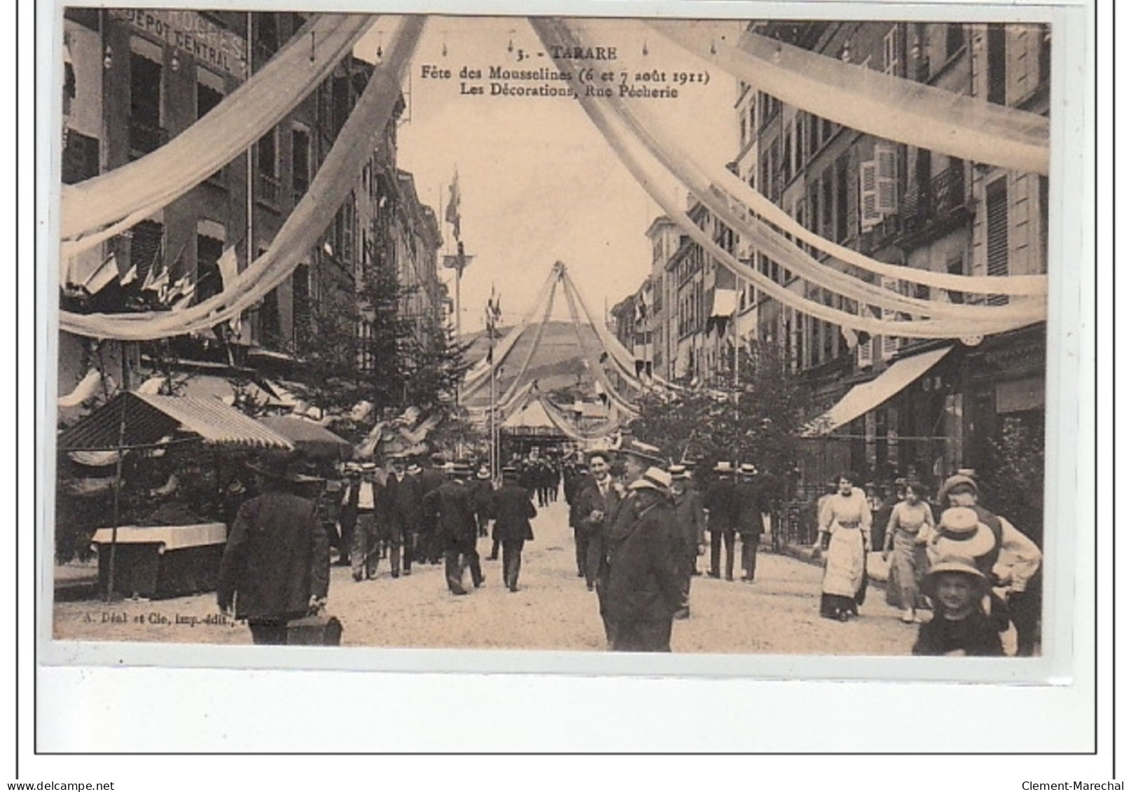 TARARE - Fête Des Mousselines (6 Et 7 Août 1911) - Les Décorations Rue Pêcherie - Très Bon état - Tarare