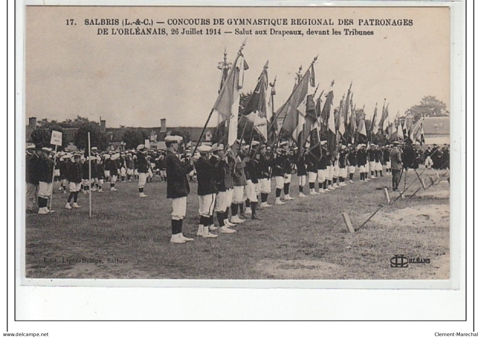 SALBRIS -Concours De Gymnastique Régional Des Patronages De L'Orléanais 1914- Salut Aux Drapeaux - Très Bon état - Salbris