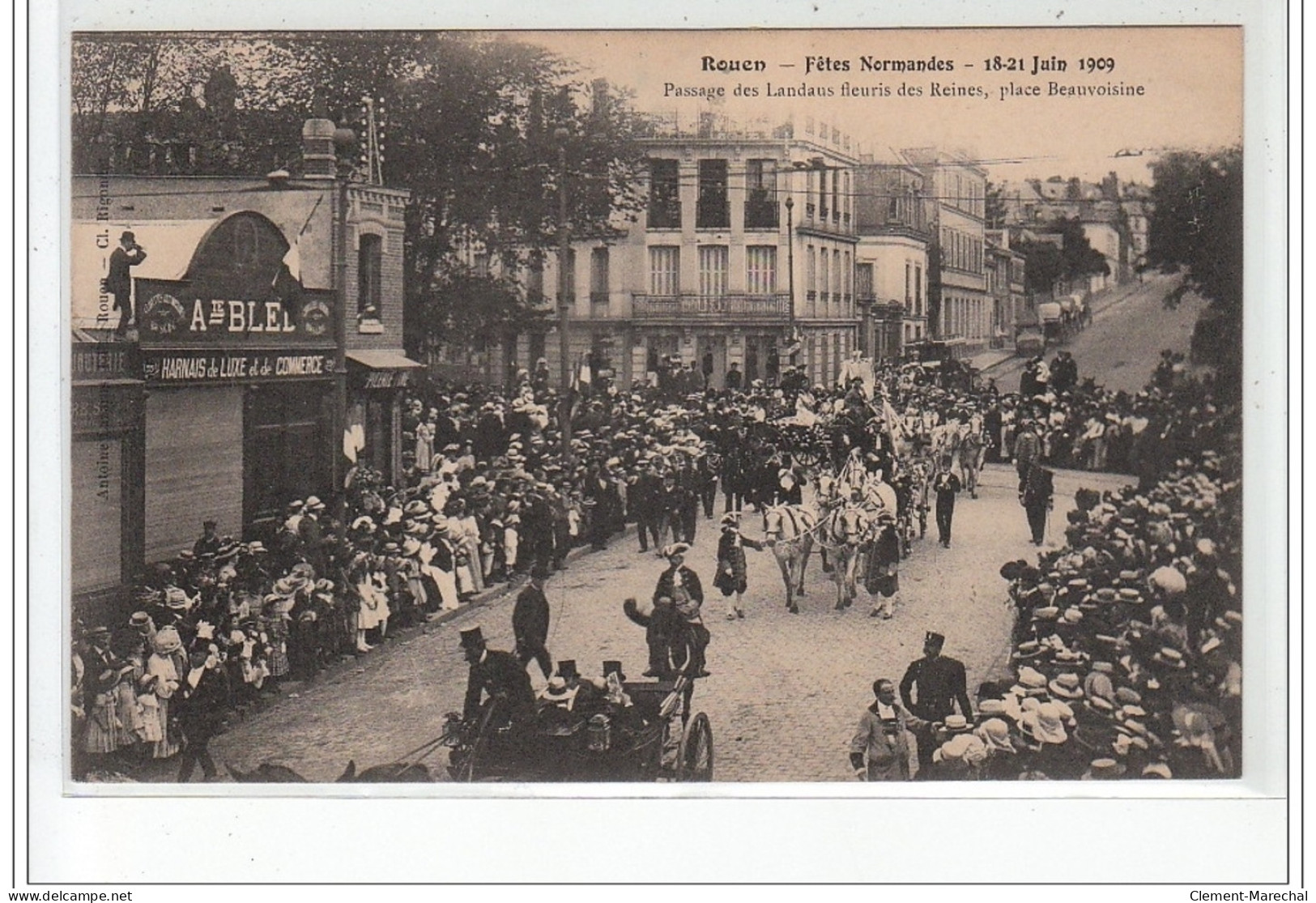 ROUEN - Fêtes Normandes 18-21 Juin 1909 - Les Landaux Fleuris Des Reines, Place Beauvoisine - Très Bon état - Rouen