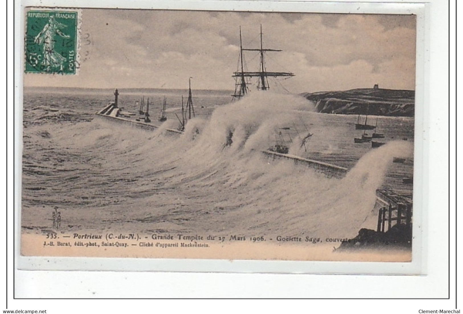 PORTRIEUX - Grande Tempête Du 27 Mars 1906 - Goëlette Saga Couverte - Très Bon état - Saint-Quay-Portrieux