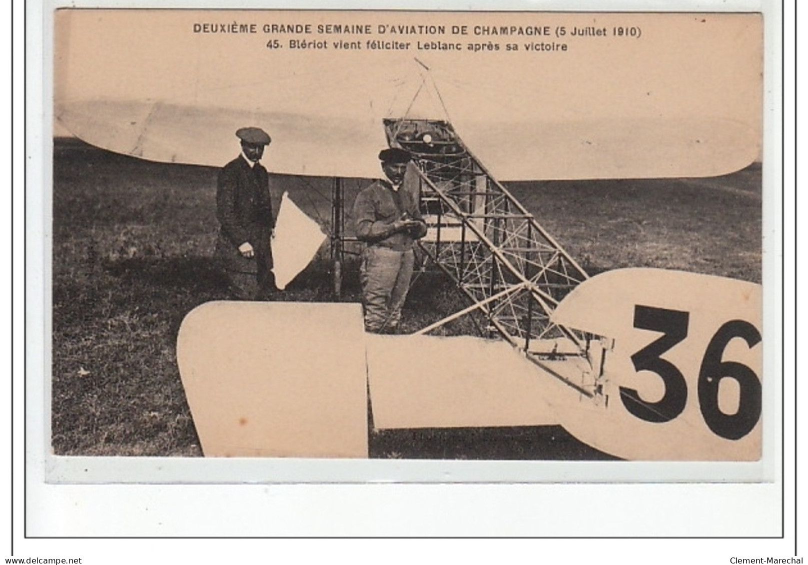 REIMS - IIè Grande Semaine D'Aviation De Champagne 1910 - Blériot Vient Féliciter Leblanc  - Très Bon état - Reims