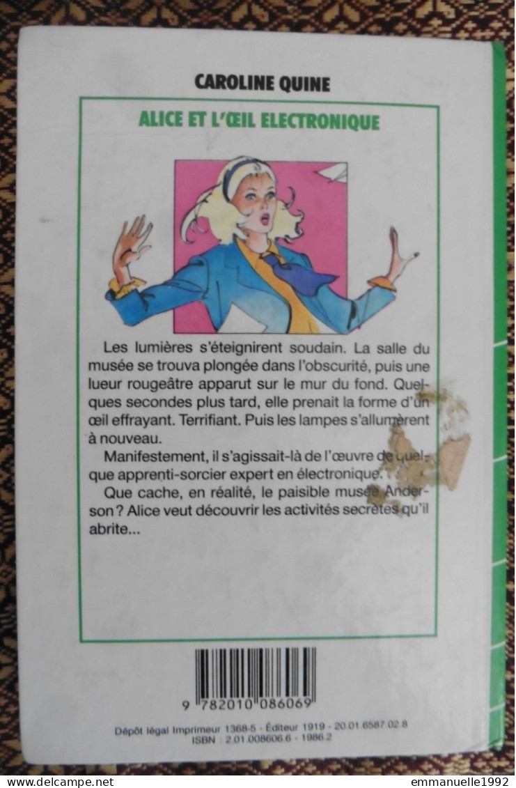 Livre Alice Et L'oeil électronique Par Caroline Quine 1985 - Bibliothèque Verte - Biblioteca Verde