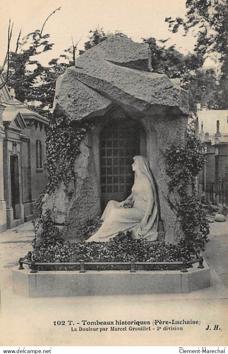 PARIS : Tombeaux Historiques Pere-lachaise La Douleur Par Marcel Grouillet - Tres Bon Etat - Sonstige & Ohne Zuordnung