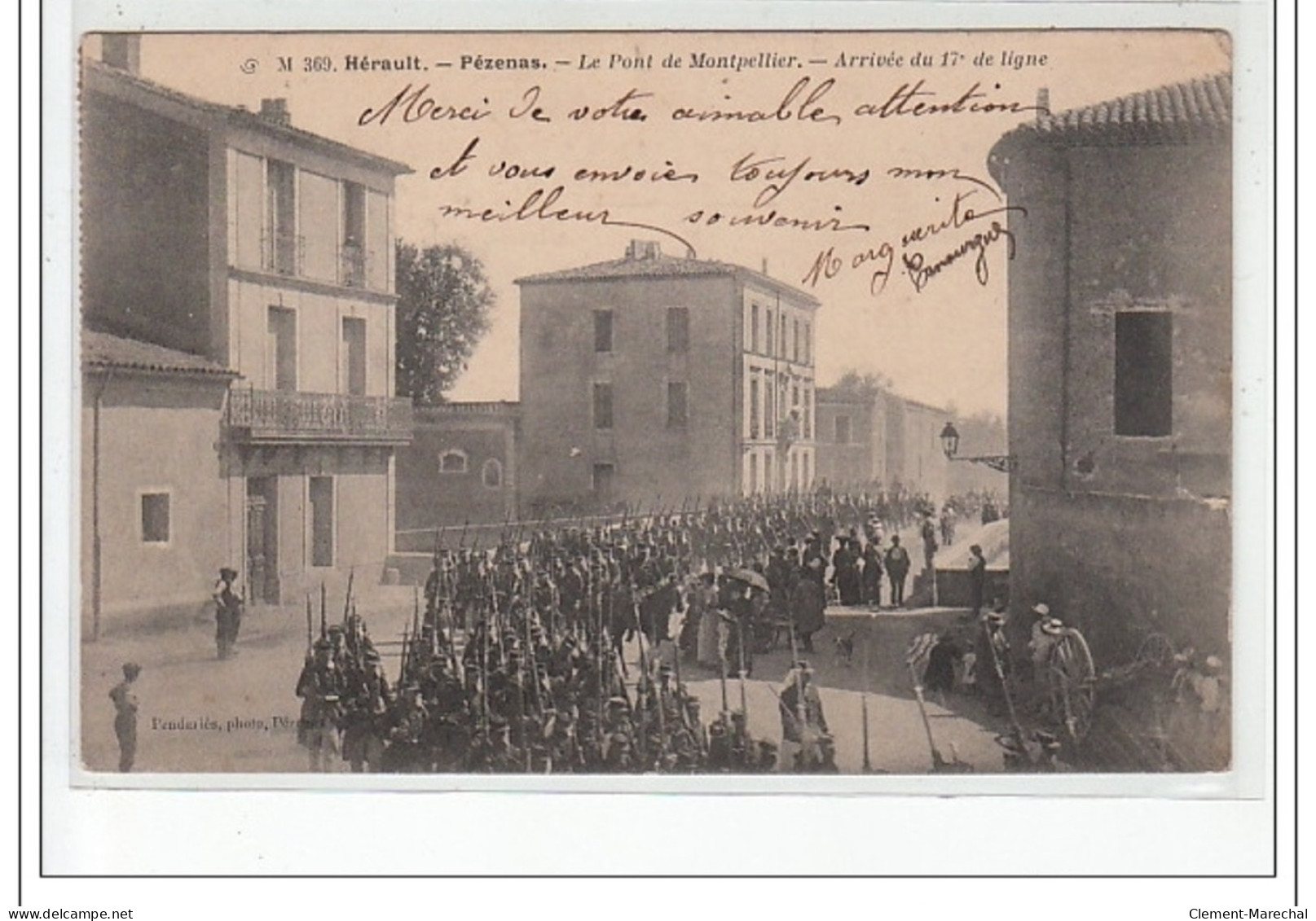 PEZENAS - Le Pont De Montpellier - Arrivée Du 17è De Ligne - Très Bon état - Pezenas