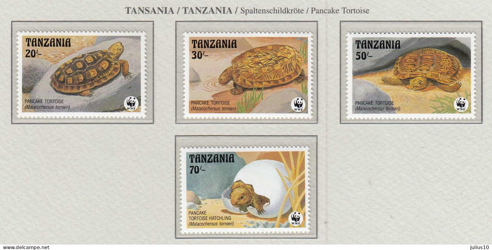 TANZANIA 1993 WWF Turtles Mi 1511-1514 MNH(**) Fauna 826 - Tortues
