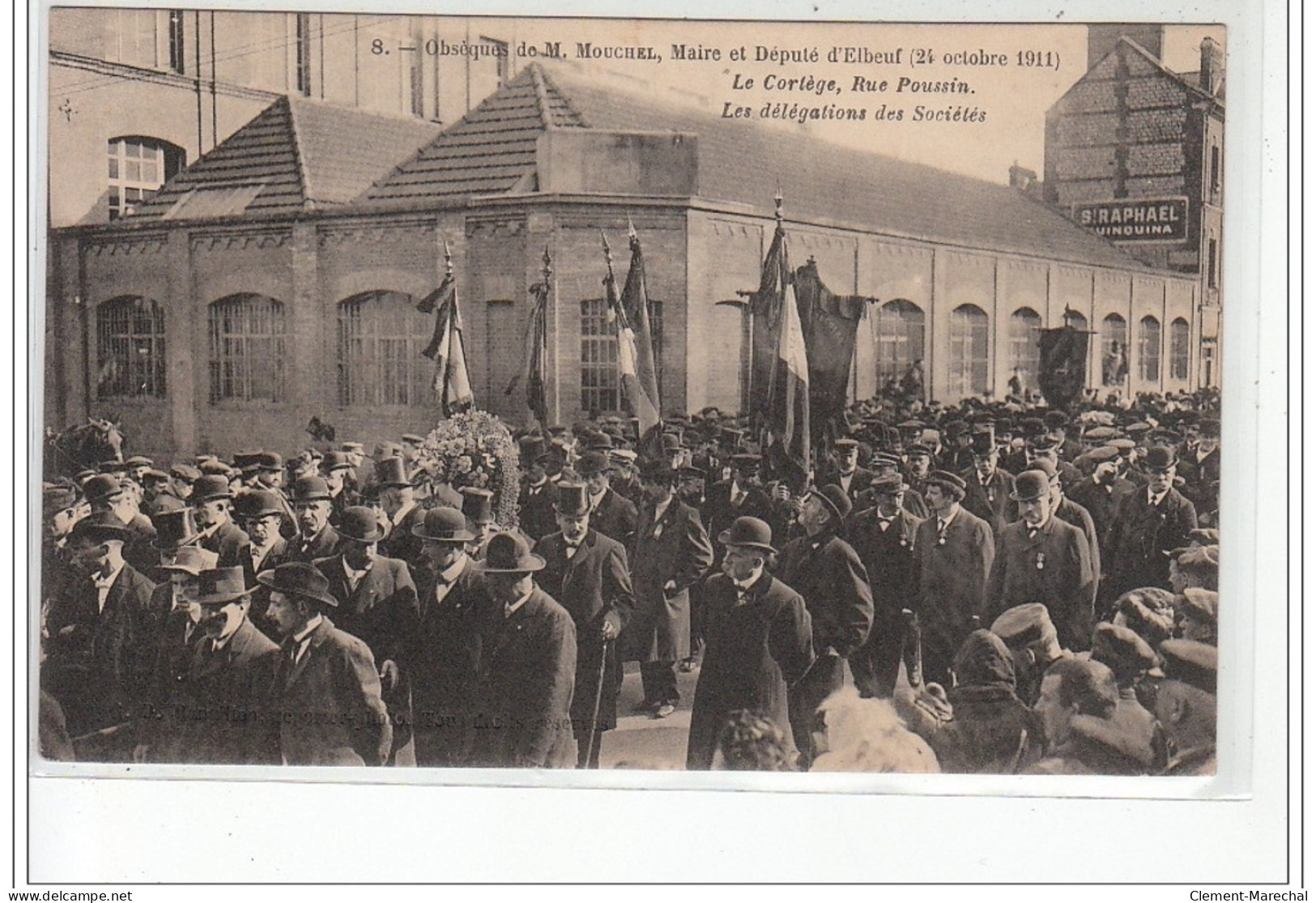 Obsèques De M. Mouchel, Maire Et Député D'ELBEUF (1911) - Rue Poussin, La Délégation Des Sociétés - Très Bon état - Elbeuf