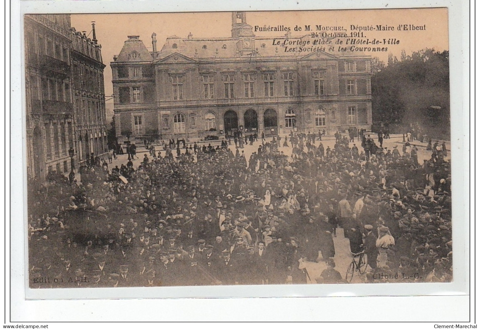 Obsèques De M. Mouchel, Maire Et Député D'ELBEUF 24 Octobre 1911 - Place De L'Hôtel De Ville - Très Bon état - Elbeuf