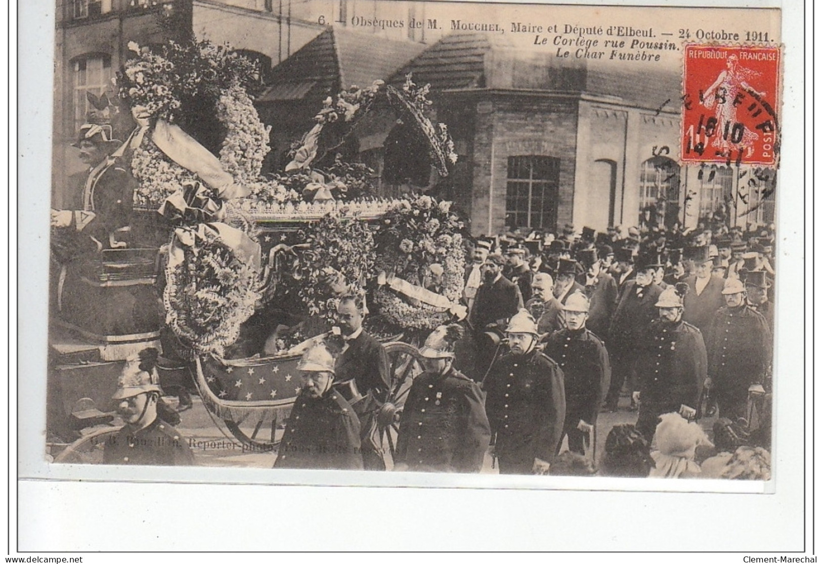 Obsèques De M. Mouchel, Maire Et Député D'ELBEUF (1911) - Le Cortège Rue Poussin,le Char Funèbre - Très Bon état - Elbeuf