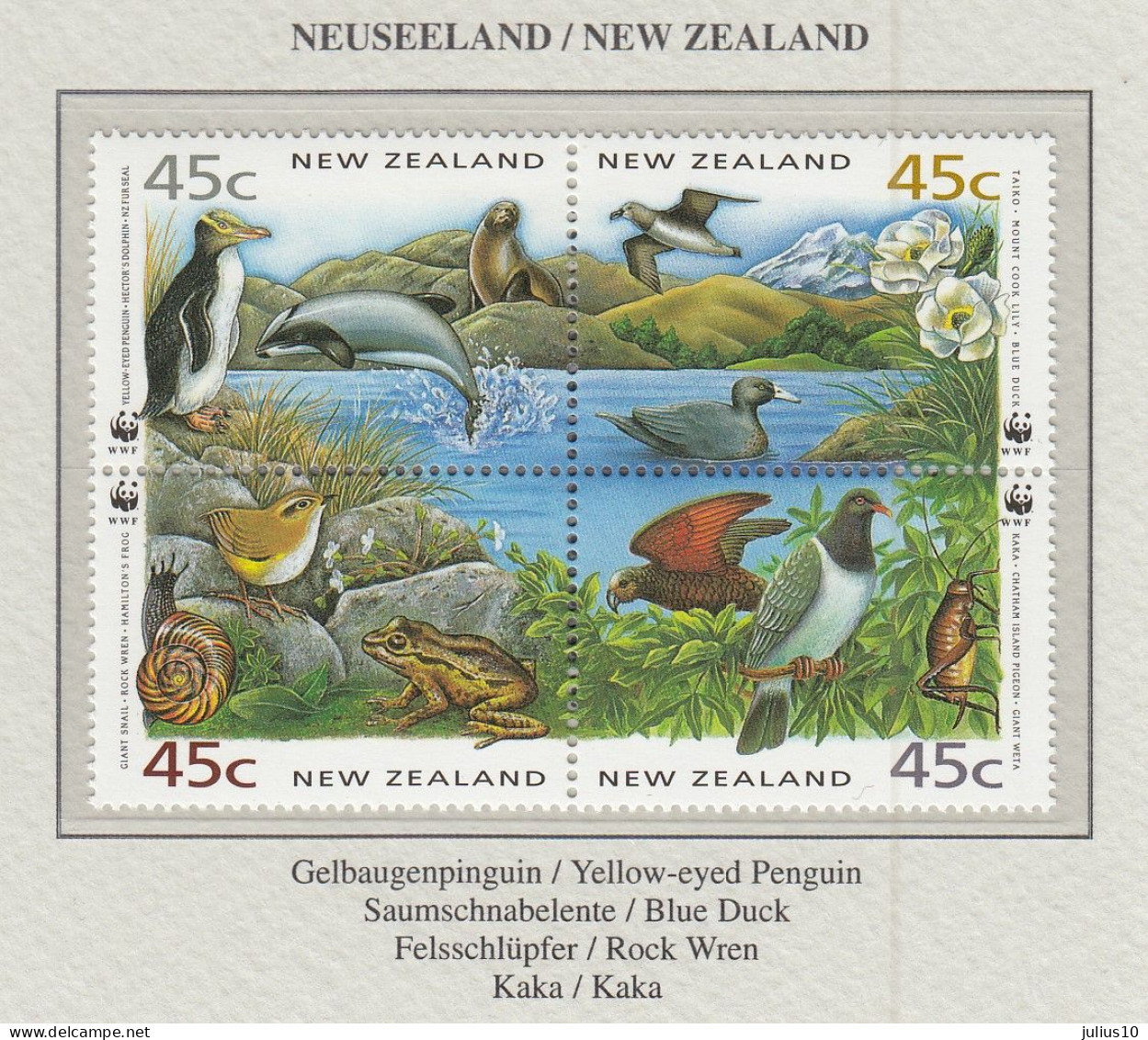 NEW ZEALAND 1993 WWF Birds Mi 1290-1293 MNH(**) Fauna 827 - Altri & Non Classificati
