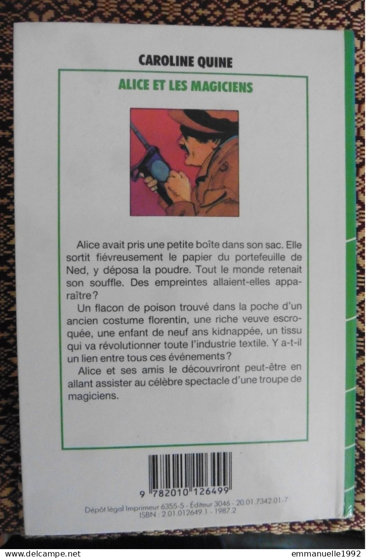 Livre Alice Et Les Magiciens Par Caroline Quine 1987 - Bibliothèque Verte - Bibliothèque Verte