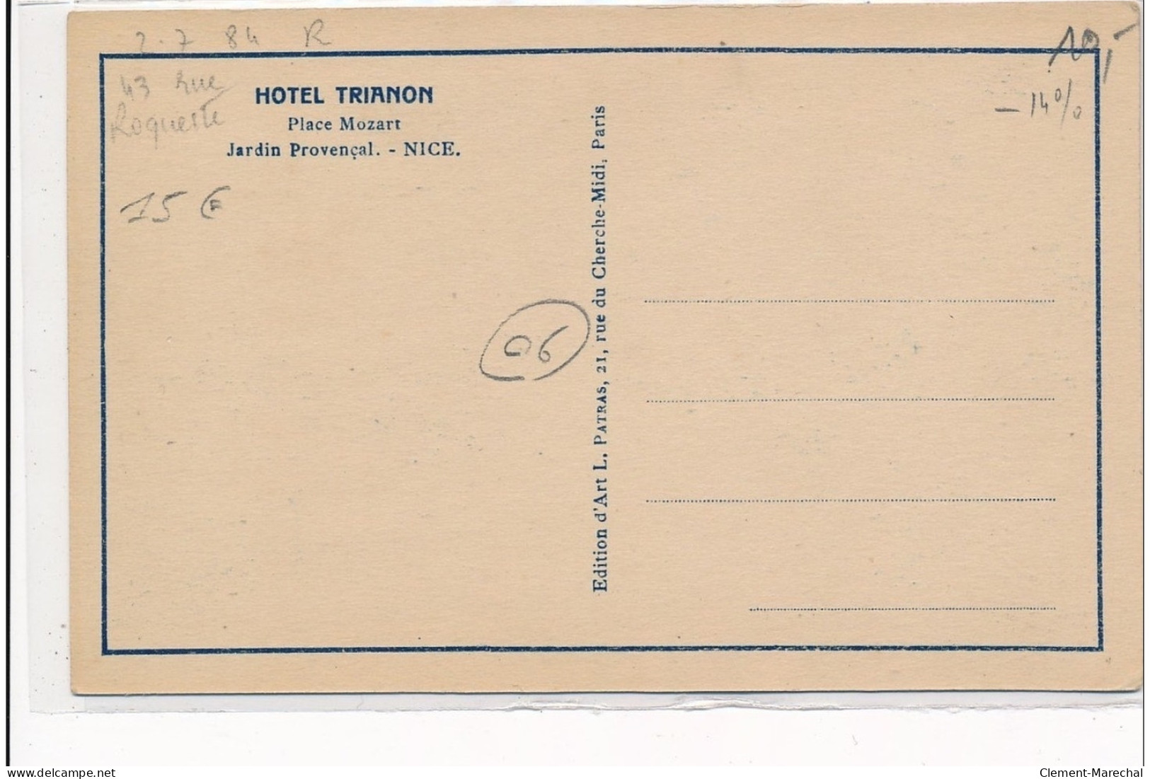 NICE : Trianon Hotel, Place Mozart, Jardin Provencal - Other & Unclassified