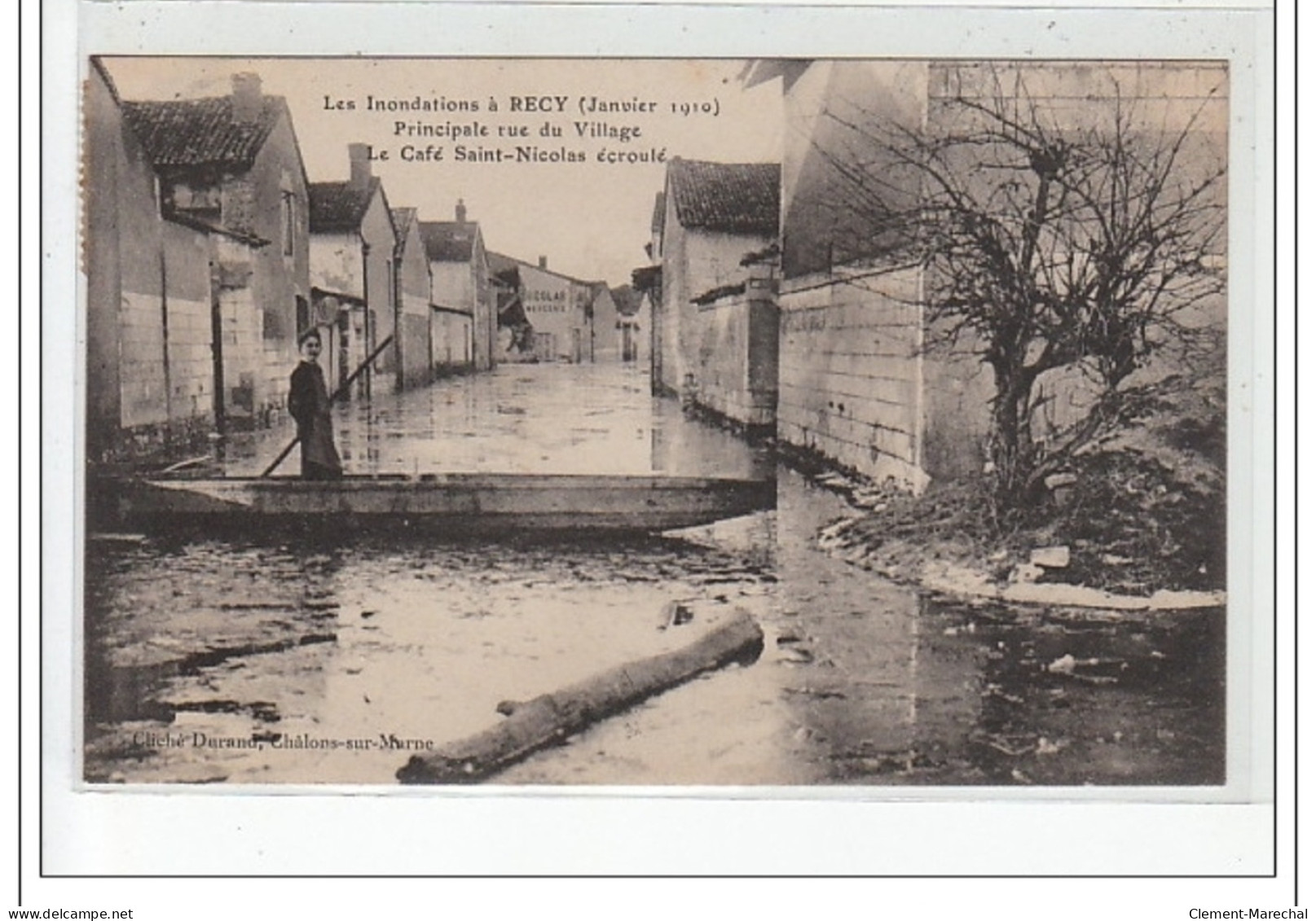 Les Inondations à RECY (janvier 1910) Principale Rue Du Village - Le Café Saint Nicolas écroulé - Très Bon état - Sonstige & Ohne Zuordnung