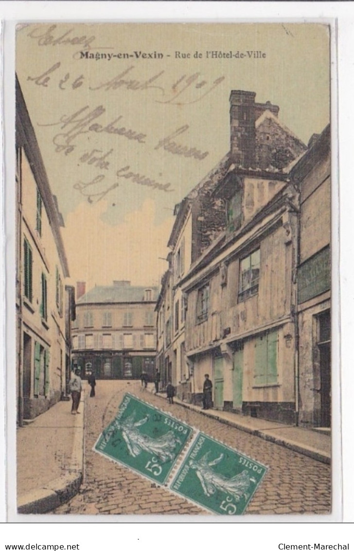 MAGNY-en-VEXIN : Rue De L'hotel-de-ville (toillée) - Tres Bon Etat - Other & Unclassified