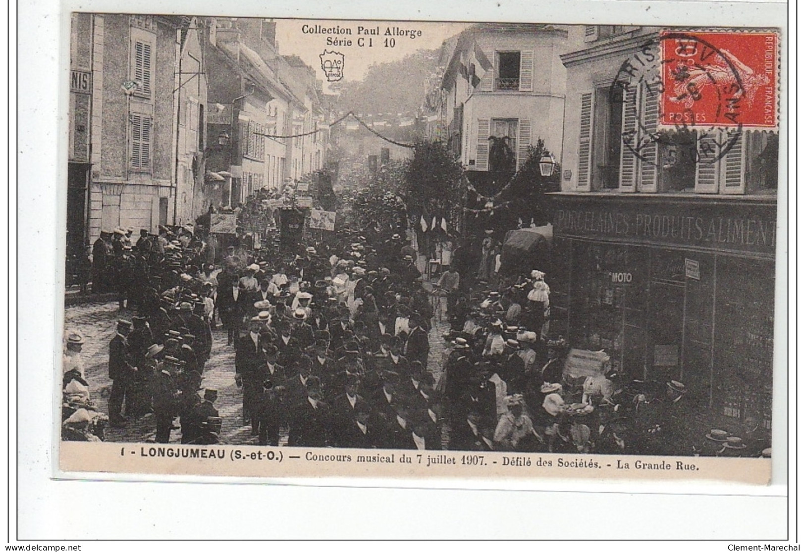LONGJUMEAU - Concours Musical Du 7 Juillet 1907 - Défilé Des Sociétés - La Grande Rue - Très Bon état - Longjumeau