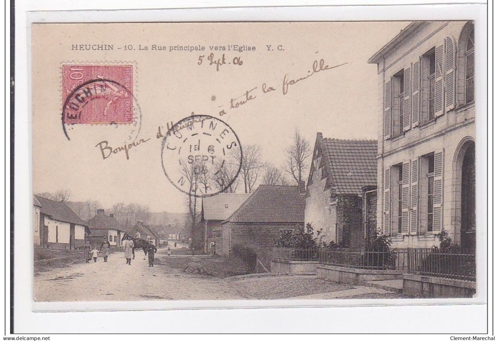 HEUCHIN : La Rue Principale Vers L'eglise - Tres Bon Etat - Houdain