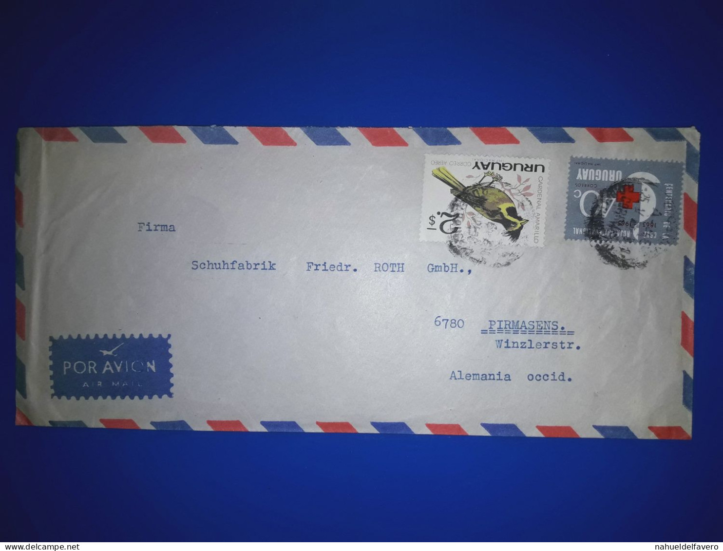 URUGUAY, Enveloppe Aérienne Distribuée En Allemagne De L'Ouest, Avec Une Variété De Timbres-poste. Année 1963. - Uruguay