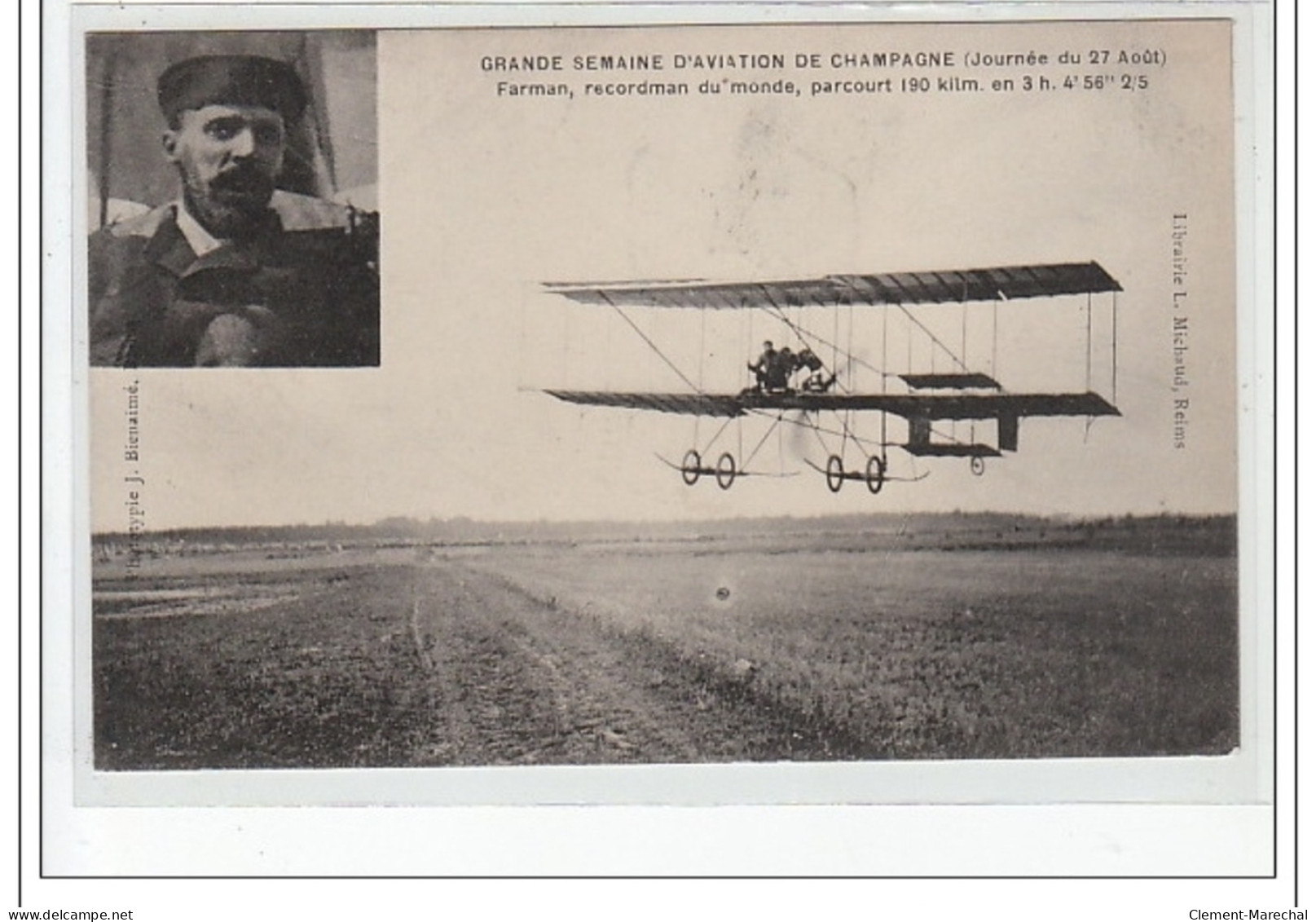 GRANDE SEMAINE D'AVIATION DE CHAMPAGNE (27 Août)- Farman Recordman Du Monde - Très Bon état - Bétheny